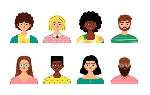 faces and parts of the body